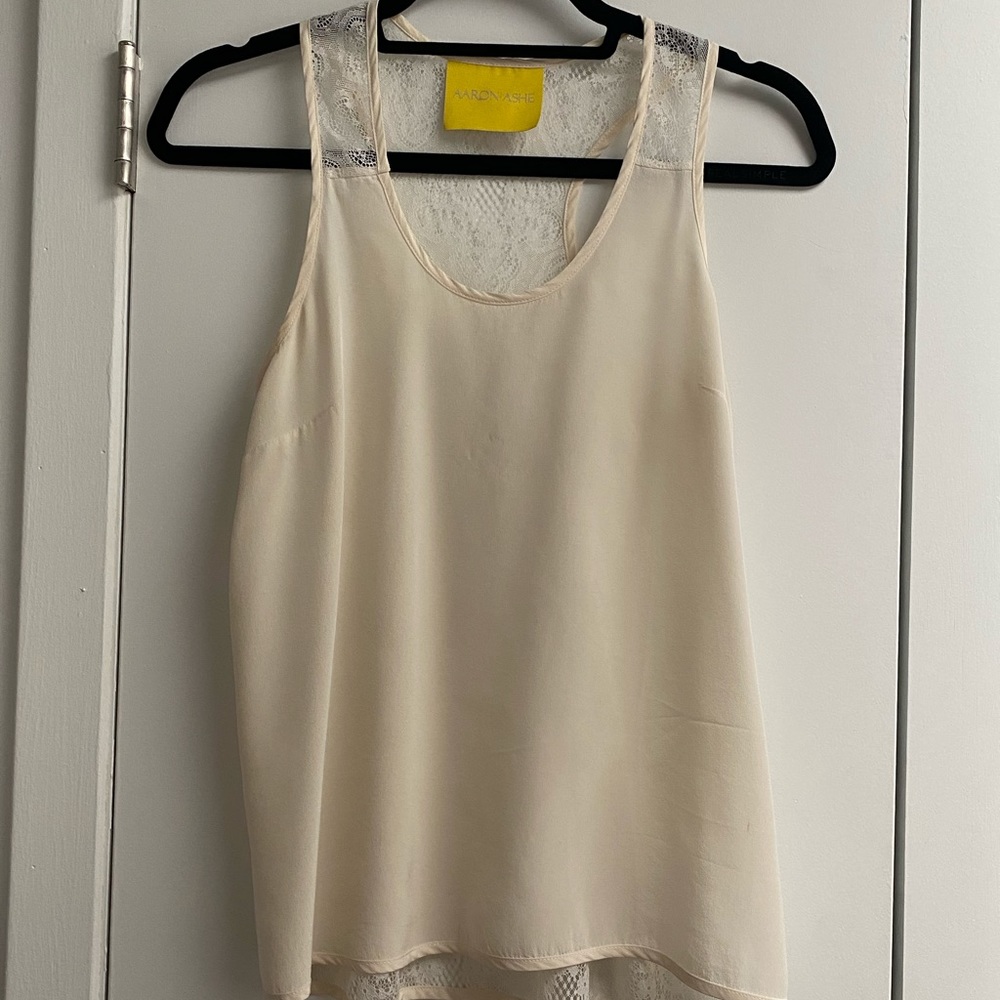 Cream Silk Racer Back Top